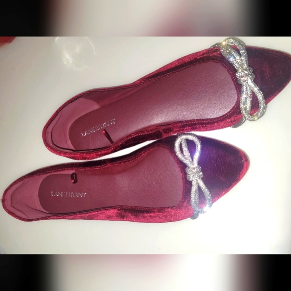 Lane Bryant Dream Cloud Bow Velvet Ballet Flats - Picture 1 of 6